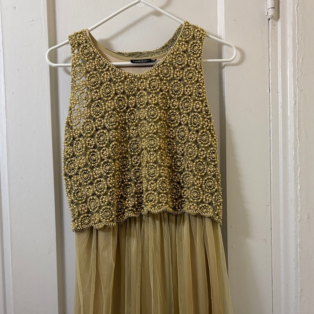 Anthropologie boemo golden beaded dress
